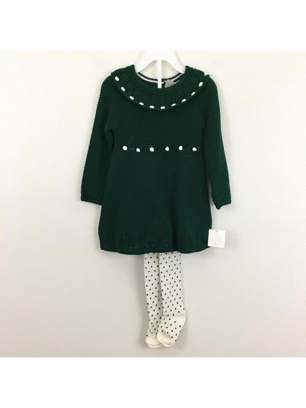 NEW Tahari Baby Holiday Christmas Green Dress Leggings Outfit Size 12 Months